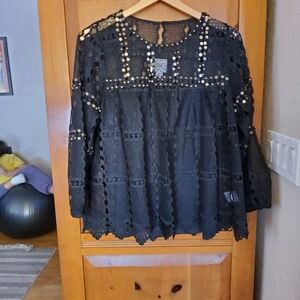 Mauve for Anthropologie Crocheted Sweater Size M EUC